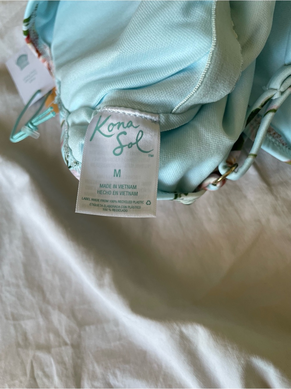 NWT Kona Sol Light Blue Floral Wrap One-Piece Swimsuit Size Medium - Picture 5 of 5